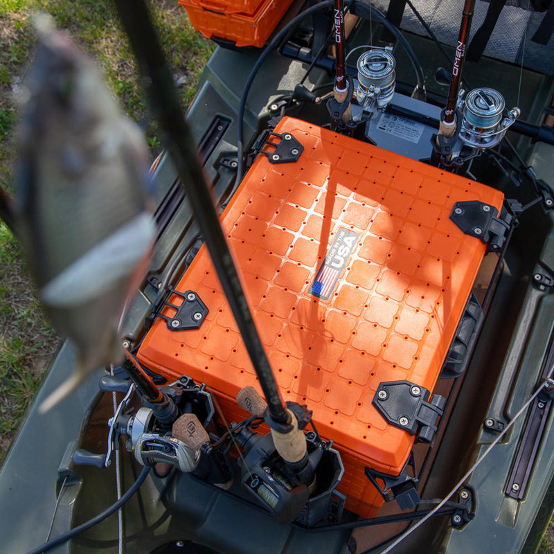 BlackPak Pro Kayak Fishing Crate - 13x16 - YakAttack Orange YakAttack